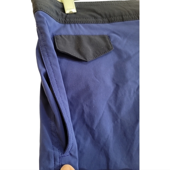 J. Crew Blue Swim Trunks 7" inseam Black Trim Button Zip Closure Pockets 31 - Picture 2 of 7